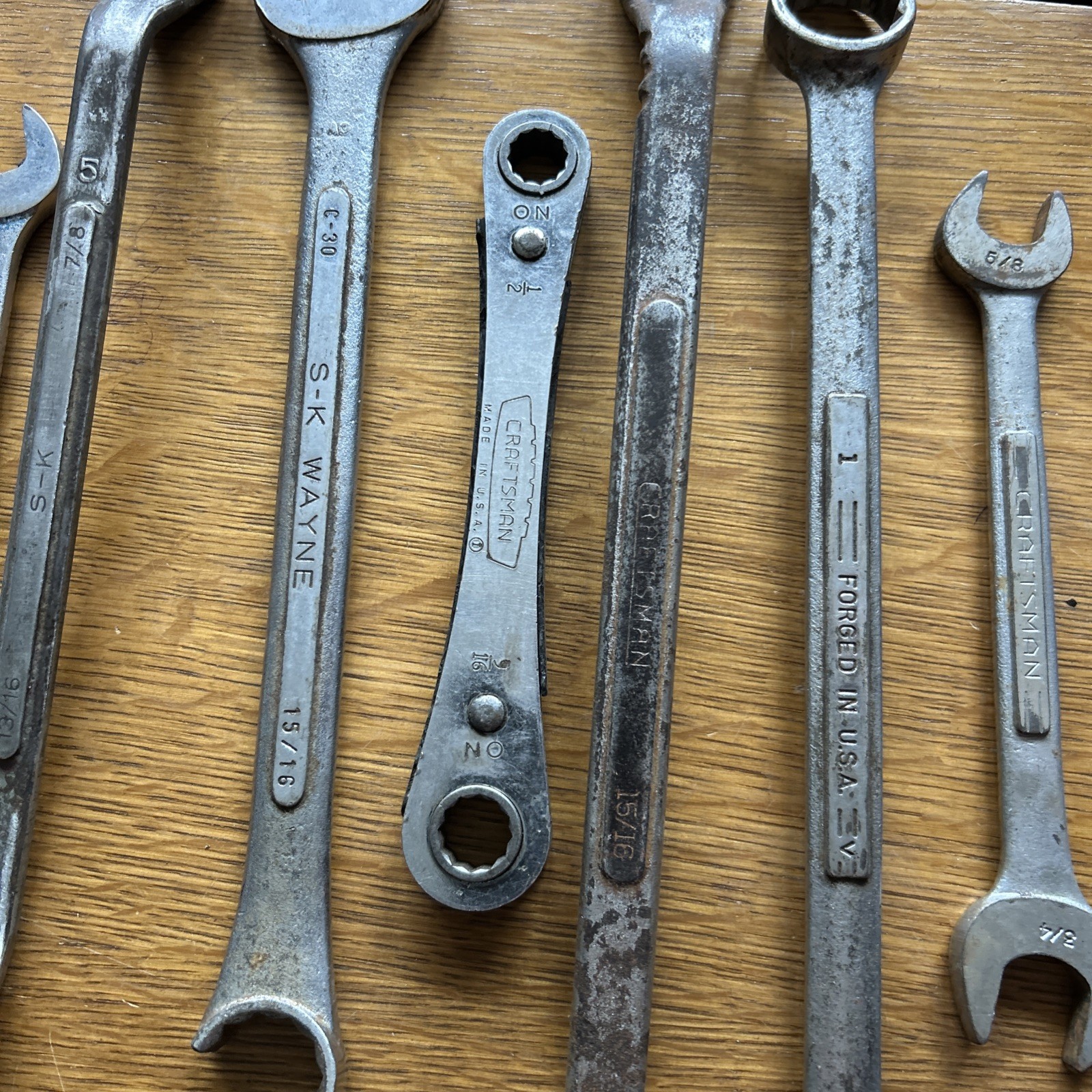 Lot Of 10 Various Sizes , Vintage S-K Wayne & Craftsman Wrenches