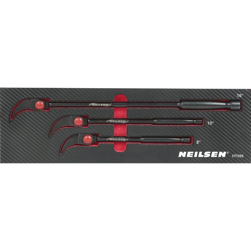 Neilsen 3 Pc Indexing Pry Bar Set 8″, 10″ & 16″ Rotate 180 Degree