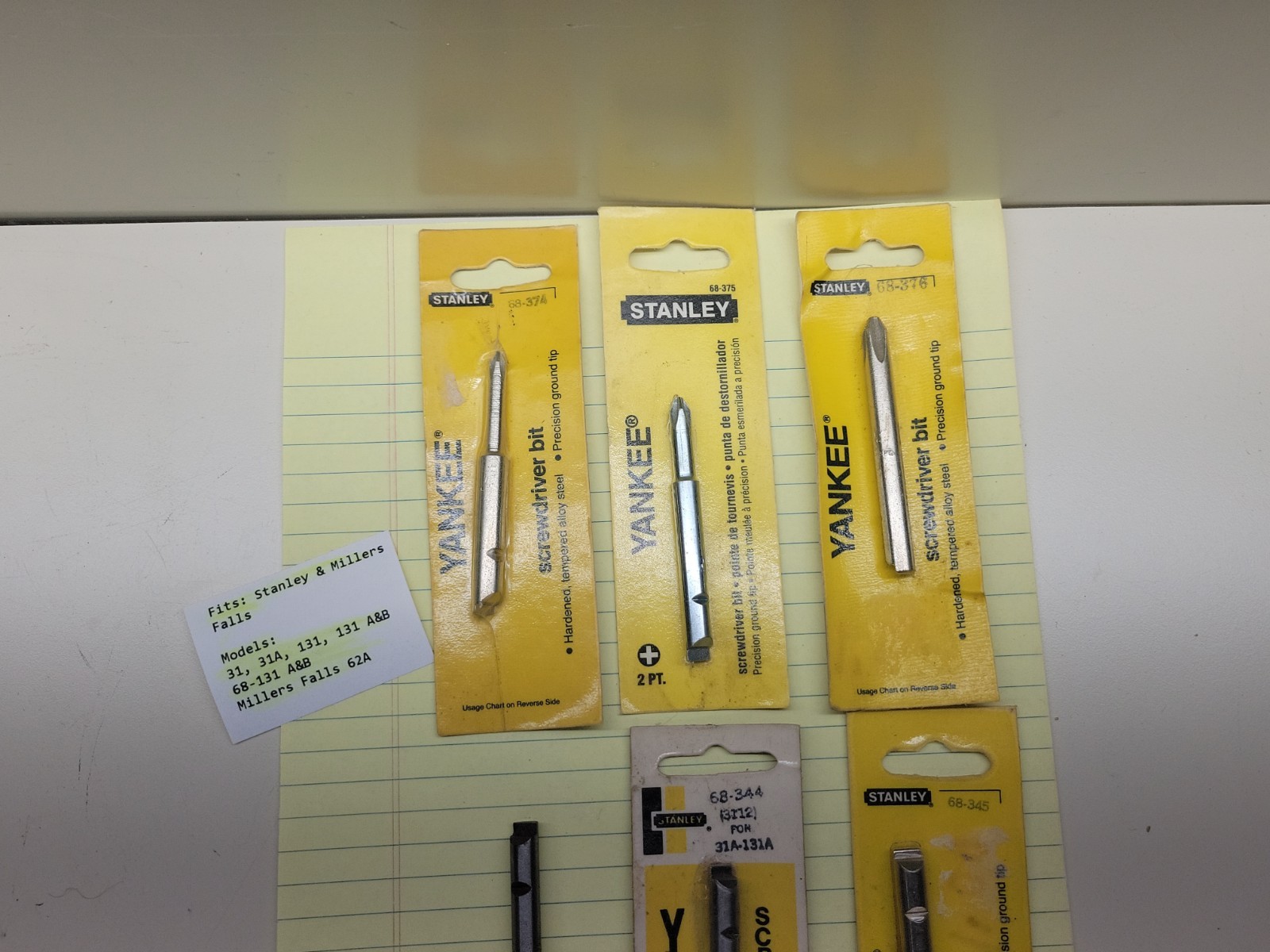 Stanley Yankee Screwdriver Bits #1 #2 #3 Phillips Flat 1 2 & 3 31 131 68-131 62A