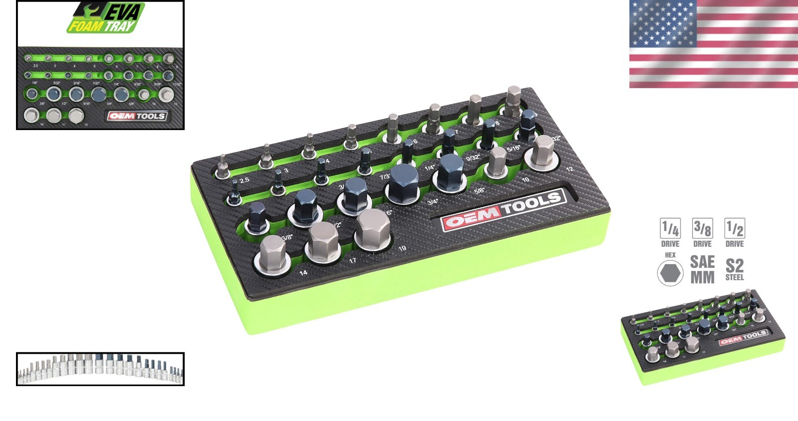 Oemtools 23990 26 Pc Hex Socket Set SAE Metric Durable Alloy Steel