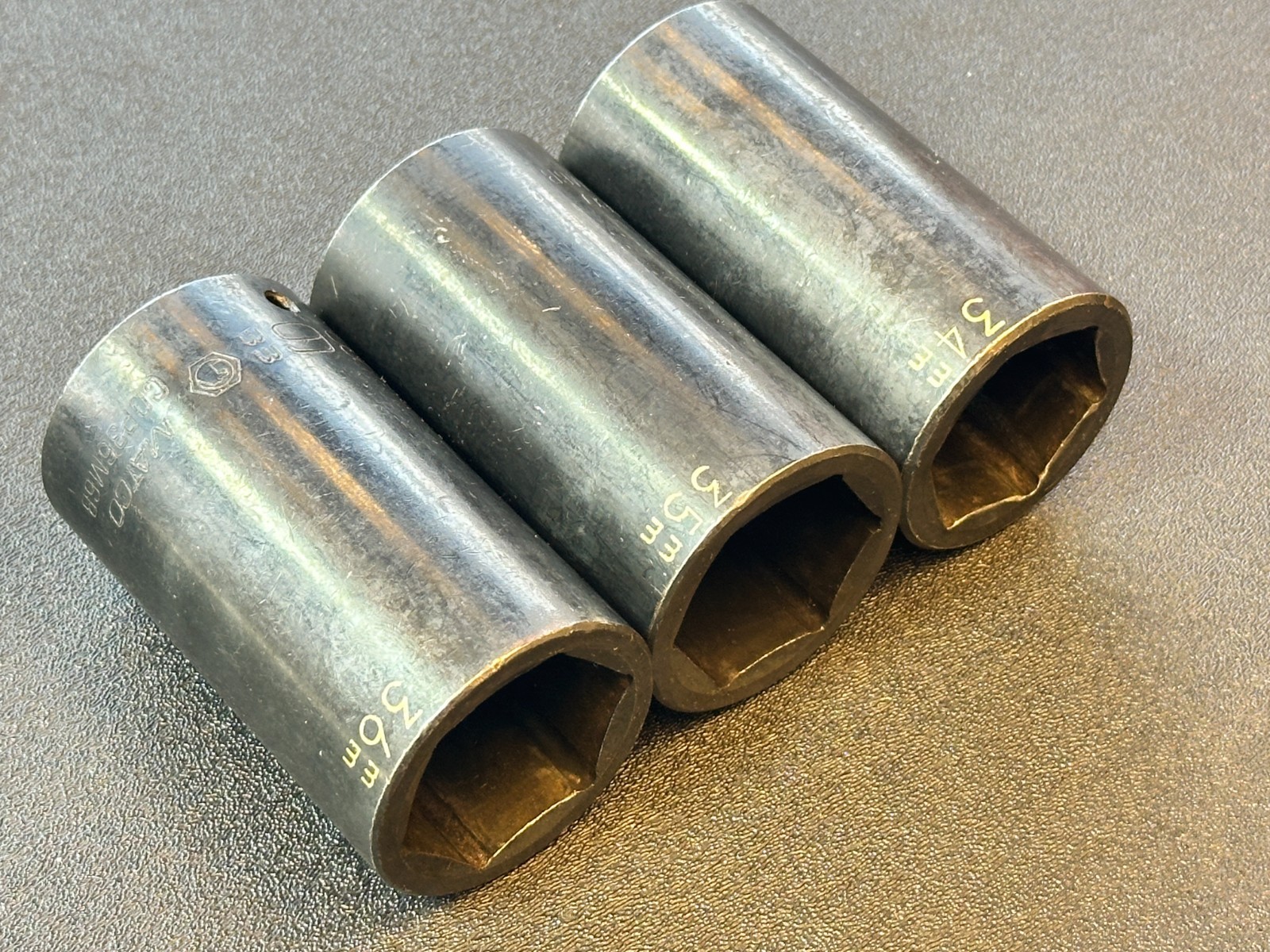 Matco Tools USA 3pc Deep Impact Socket Set Lot 1/2” Drive, Metric 34mm 35mm 36mm