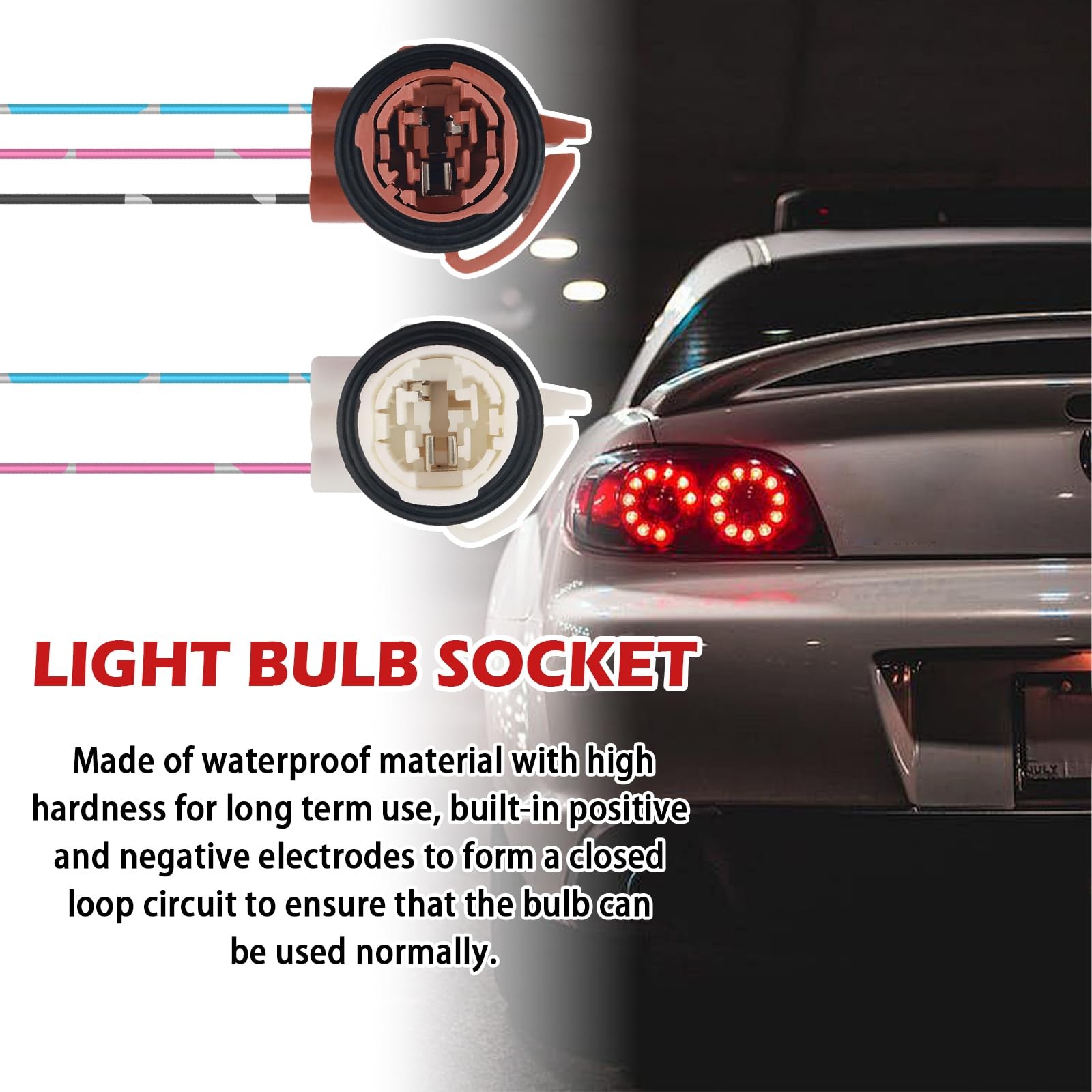 4PCS Turn Signal Socket ＆ Tail Light Socket,3156 3157 6.98 × 1.45 × 1.24 inch
