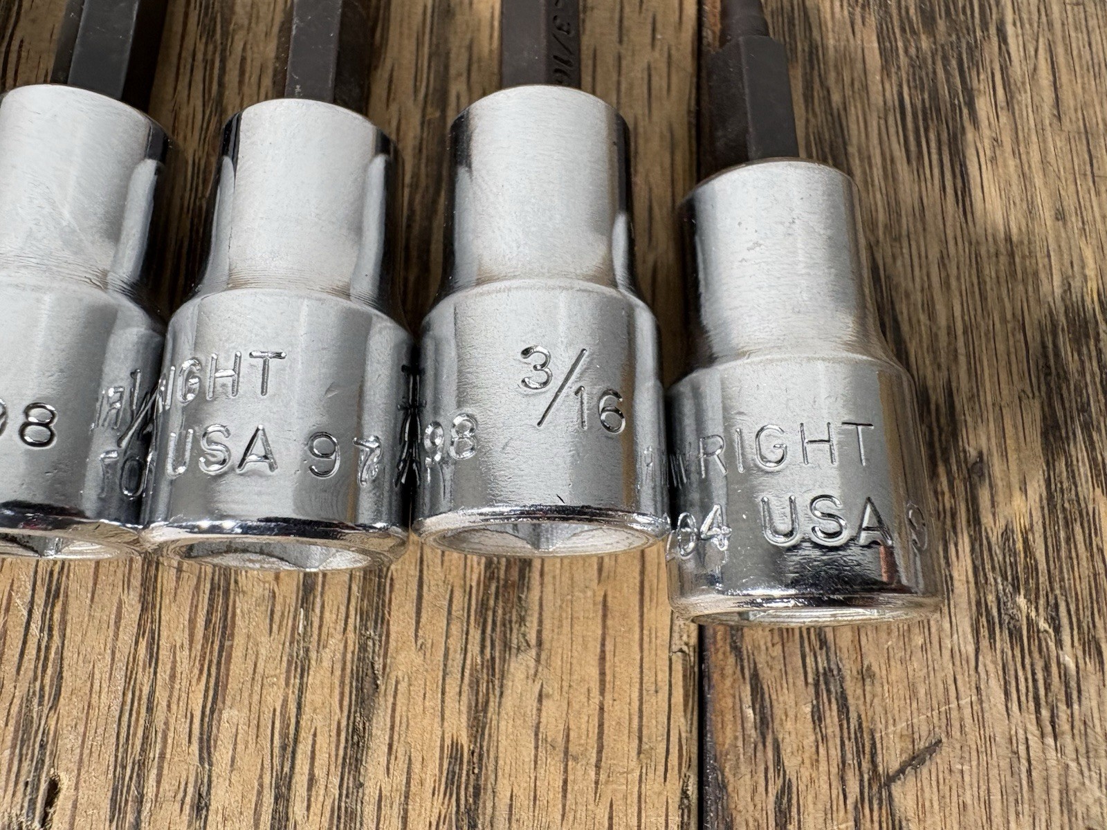 Vintage Tools Wright Tool 1/2” Drive 9 Piece SAE Hex Bit Socket Set Mechanic USA