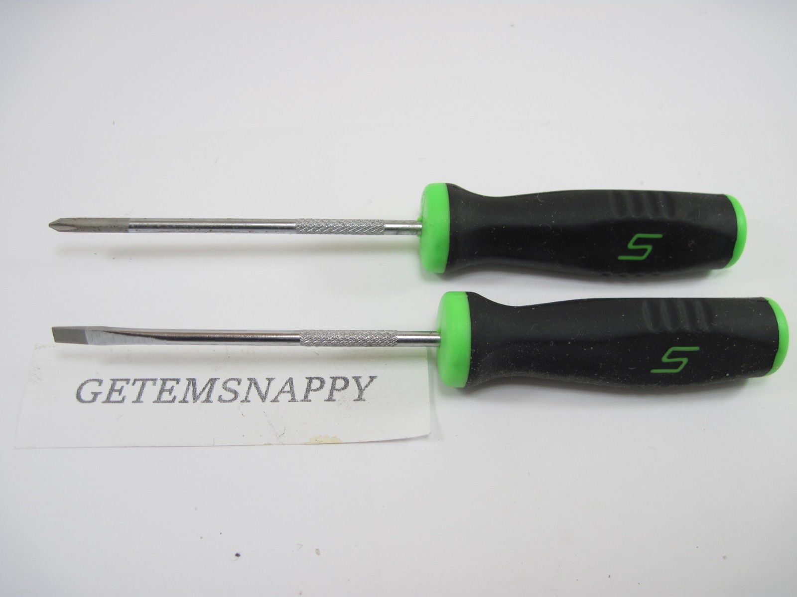 Snap On No1 & Slotted Mini Green Handle Screwdriver Set SGD308 SGDP301 NEW