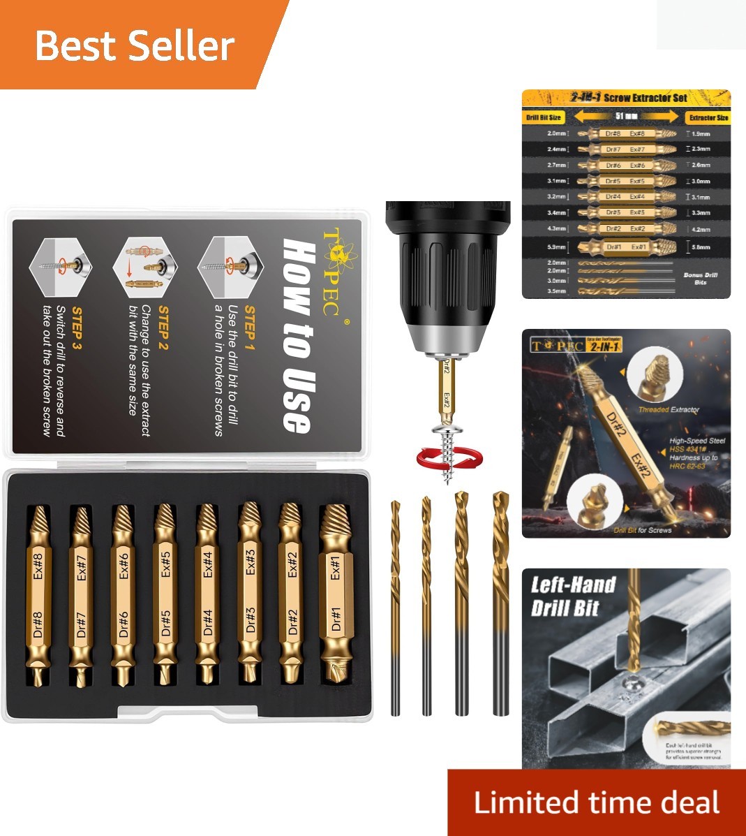 High-Speed Steel 12 PCS Easy-Out Screw Extractor Set for Effortless Repairs