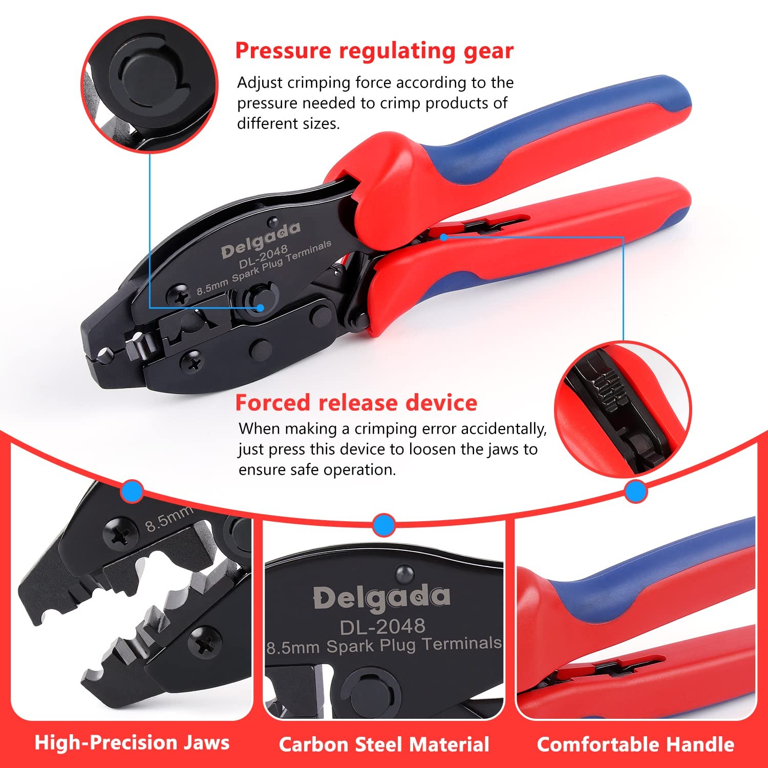 Delgada 36Pcs Spark Plug Wire Crimping Tool DL-2048 with 36PCS Terminals, Red