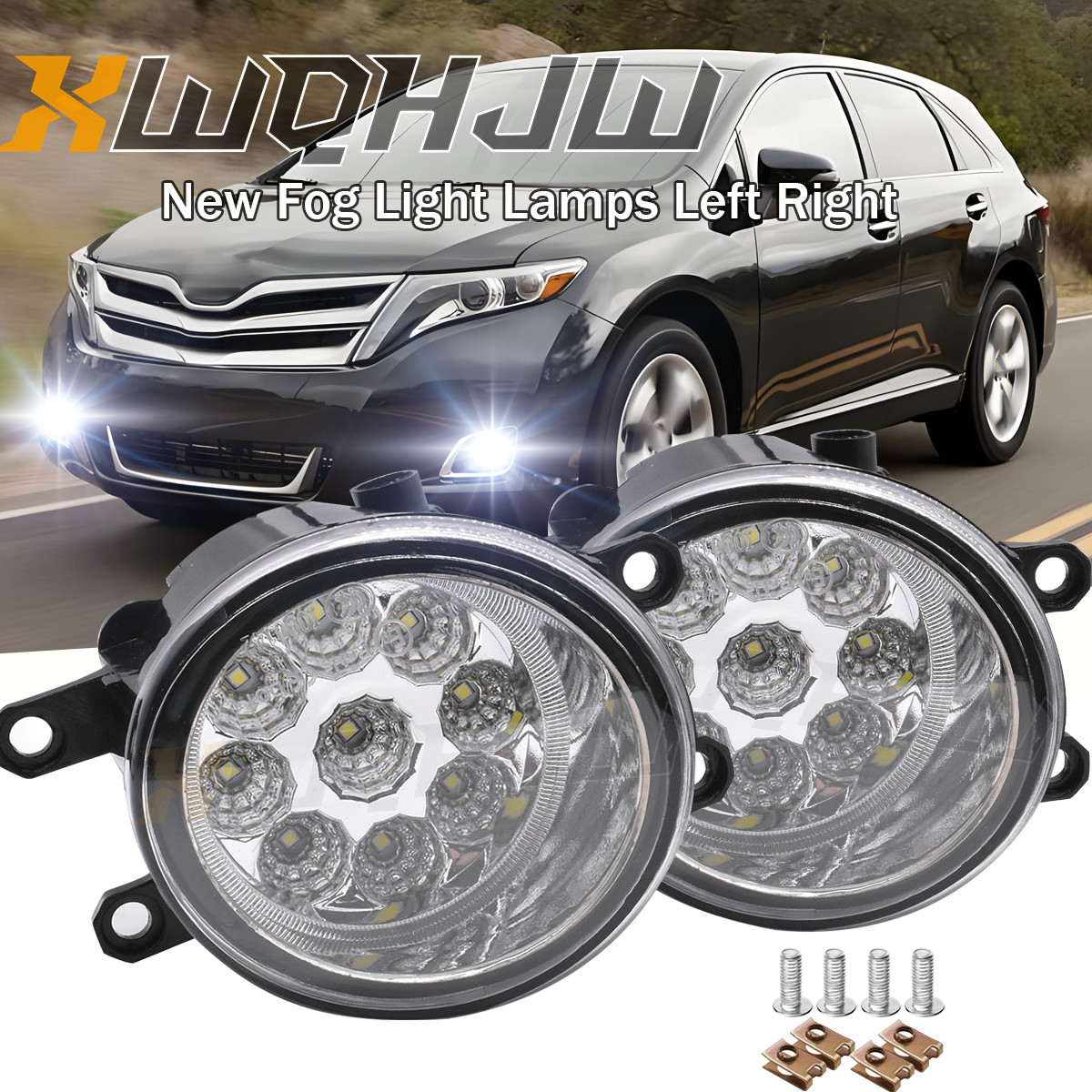 Pair LED Fog Lights For Toyota Venza 2009-2014 Fog / Driving Light Driver Side