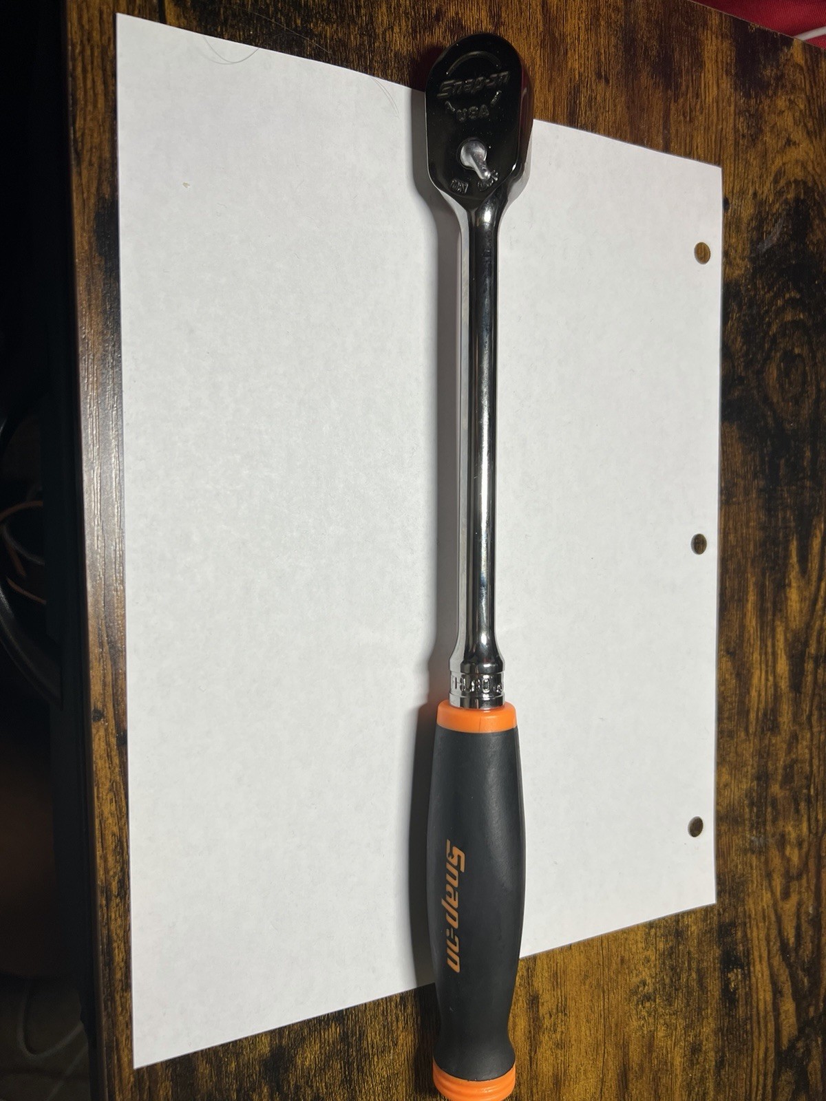 Snap-on Tools USA NEW 3/8″ Drive ORANGE Soft Grip LONG Fixed Head Ratchet FHL80