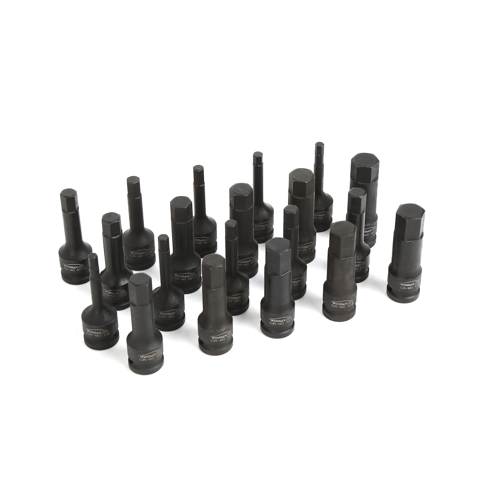 20PC 1/2″ Dr Impact Hex Driver Set SAE/Metric Size Cr-Mo Steel Socket 1/4″- 3/4″