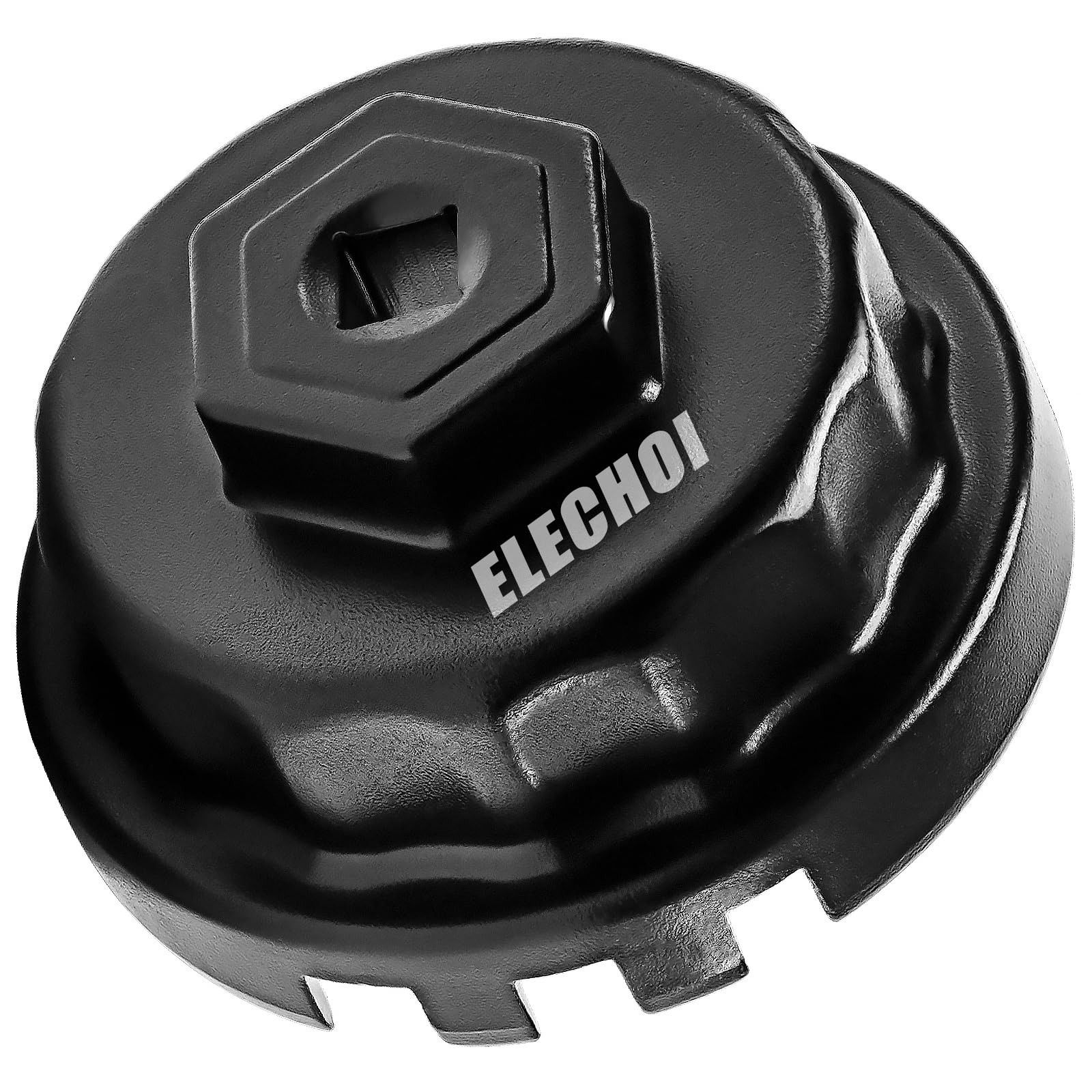 ELECHOI 64mm Oil Filter Wrench Removal Tool Socket, 14 Flutes/4 4 Slot, Black