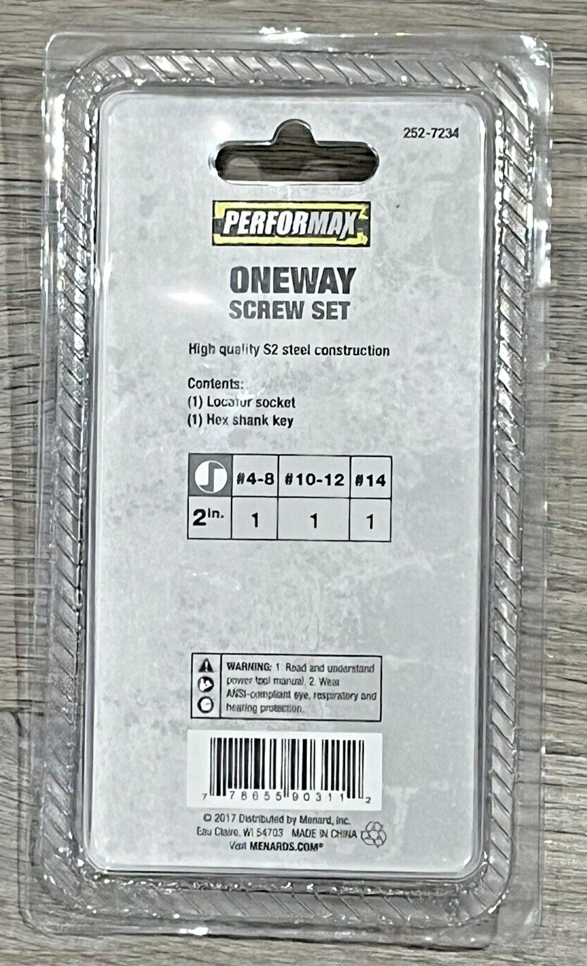 One Way Screw Installer Driver / Remover Extractor 5 Piece Set