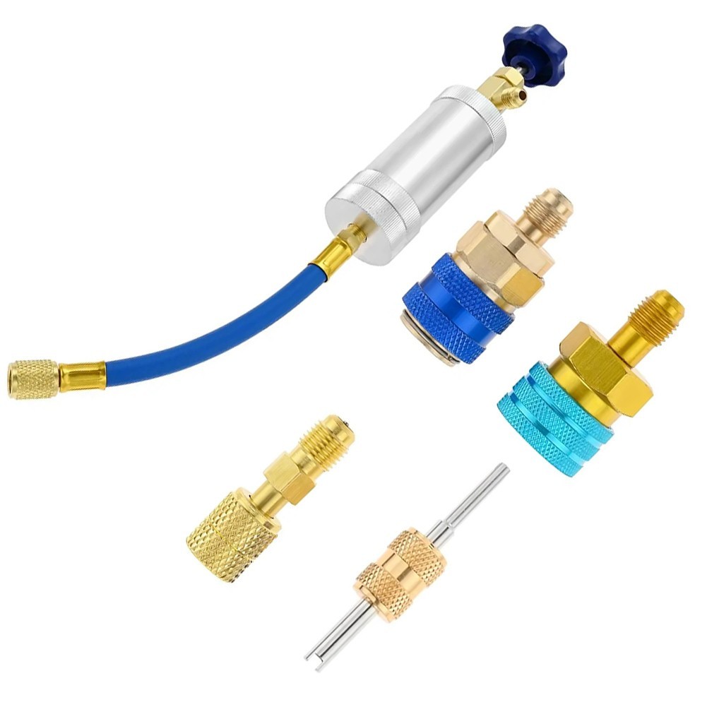 1/4 SAE Female Male Oil Injector Kit for R134A For R1234YF Air Conditioning