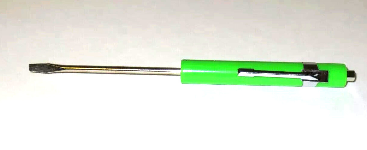 SNAP ON TOOLS 10 TEN Snap On Pocket Screwdrivers Flat Tip GREEN MAGNETIC END