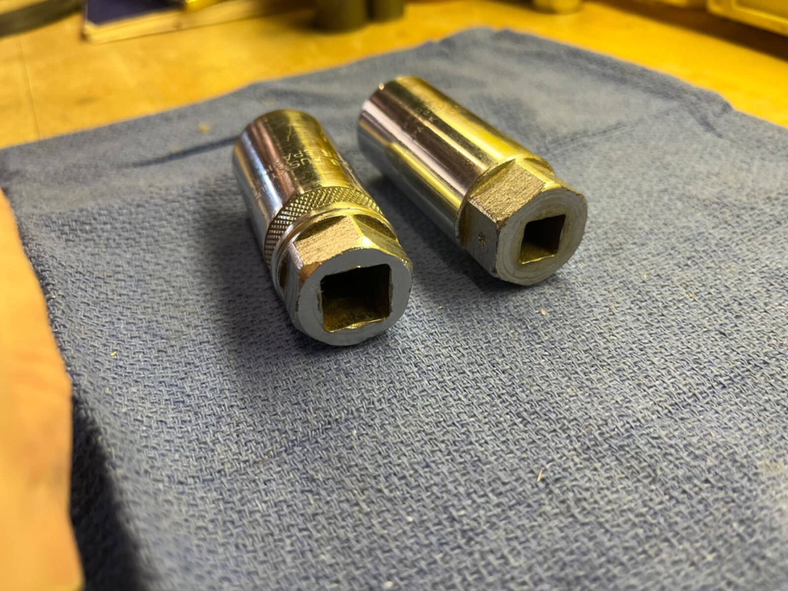 2 each Spark plug sockets 1/2 dr Husky USA 13/16 and 3/8 dr Proto USA Nice Cond