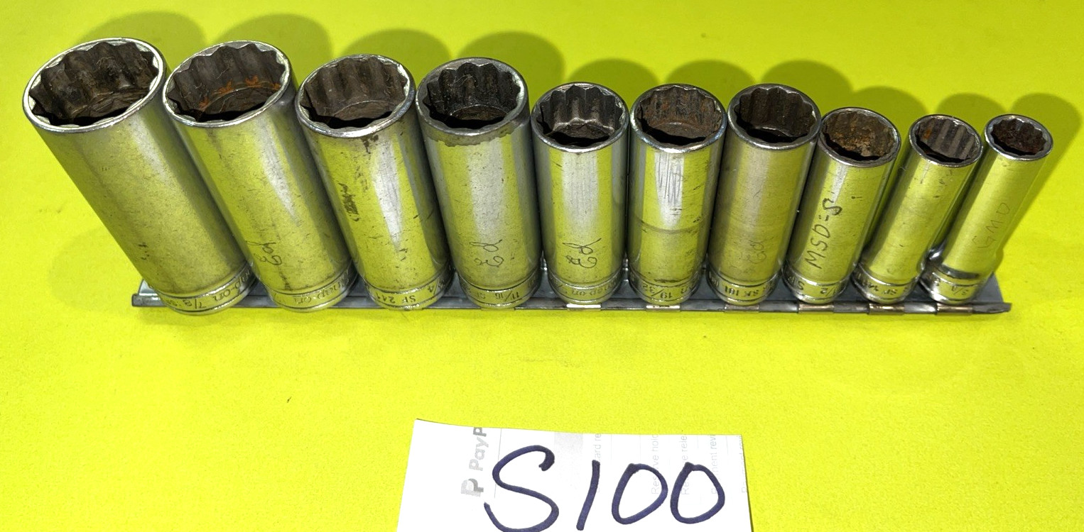 SNAP-ON TOOLS PIECE 3/8 DRIVE SAE. DEEP CHROME 12 POINT SOCKET SET