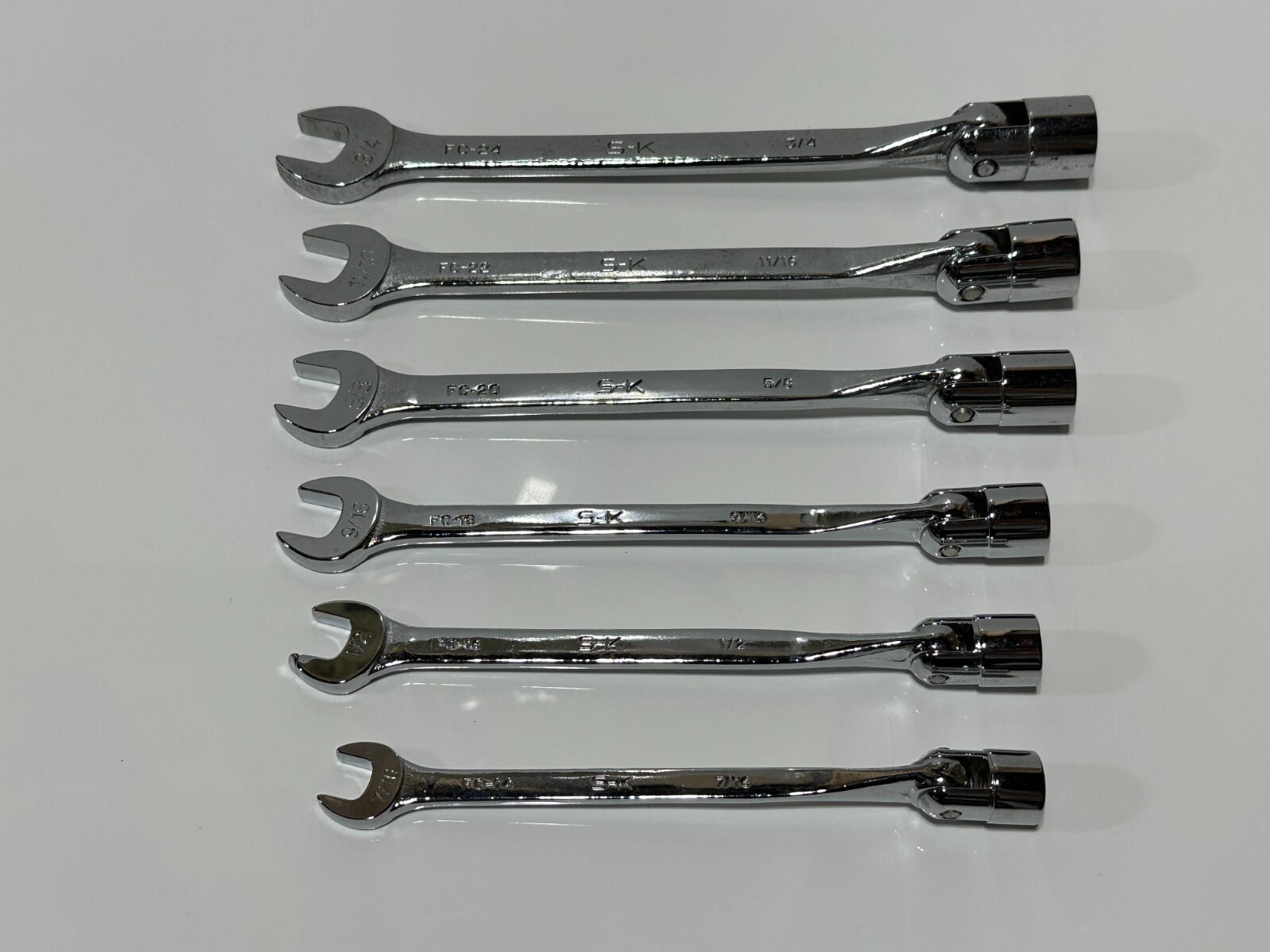 SK Tools USA (NEW) 6pc SAE 7/16-3/4” Flex Head Combination Wrench Set – 12 Point