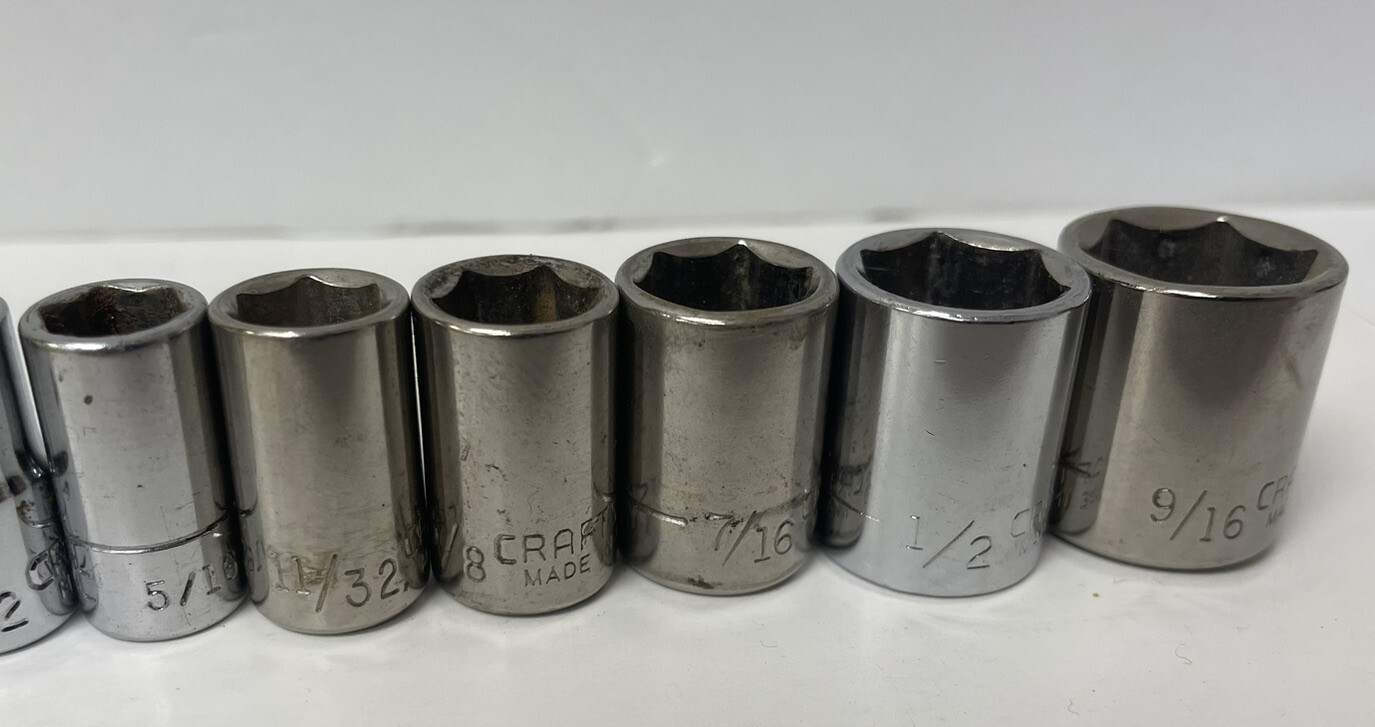 CRAFTSMAN 10 PIECE 1/4» DRIVE 6 POINT SAE SOCKET SET 3/16″ to 9/16″ Chrome Lot