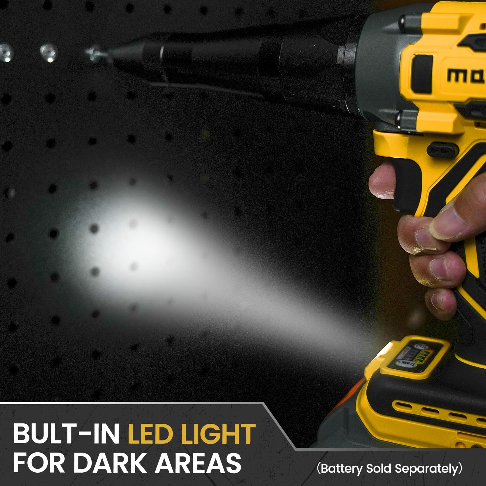 Mayoki Cordless Rivet Gun Compatible with 20V for 3/16″ Rivets, Yellow+Black