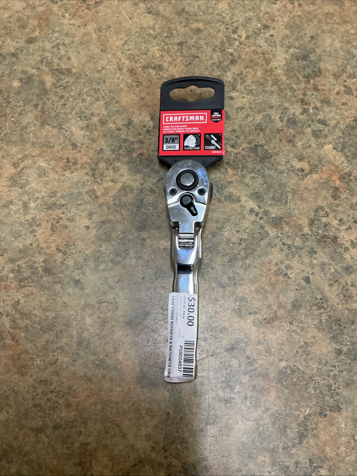 Craftsman 3/8 in. drive Metric and SAE Flex Head Stubby Ratchet 72 teeth
