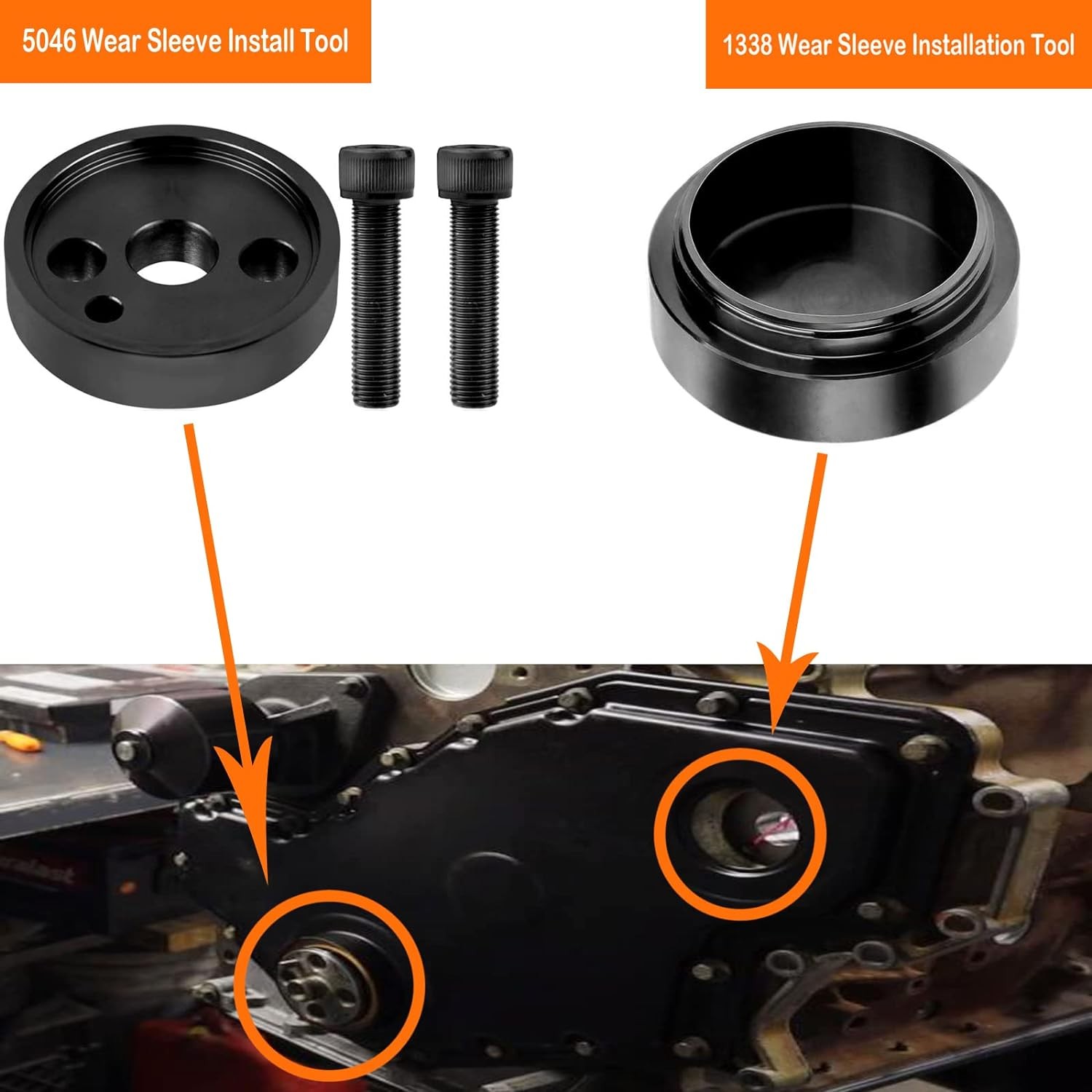 Front Crankshaft Seal & Wear Sleeve Install Tool Set for Cummins 3.9L 5.9L 6.7L