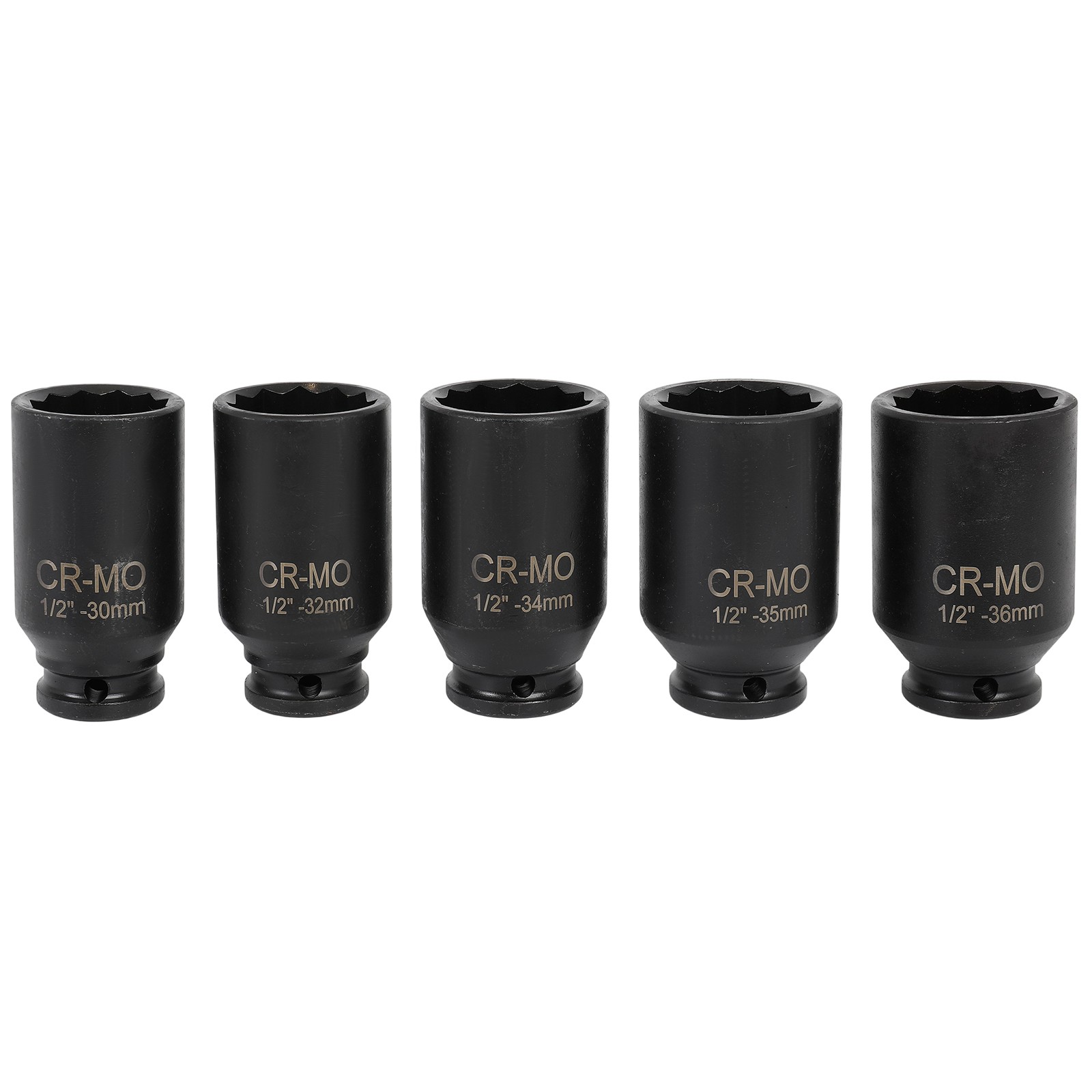 30MM 32MM 34MM 35MM 36MM 5X 1/2» DEEP SPINDLE AXLE NUT SOCKET SET OF12 POINT