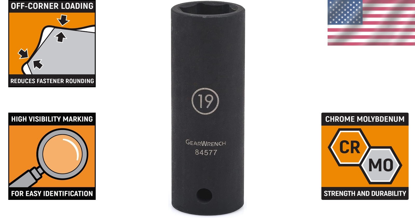 Professional-Grade 19mm Deep Impact Socket – Chrome Molybdenum Construction