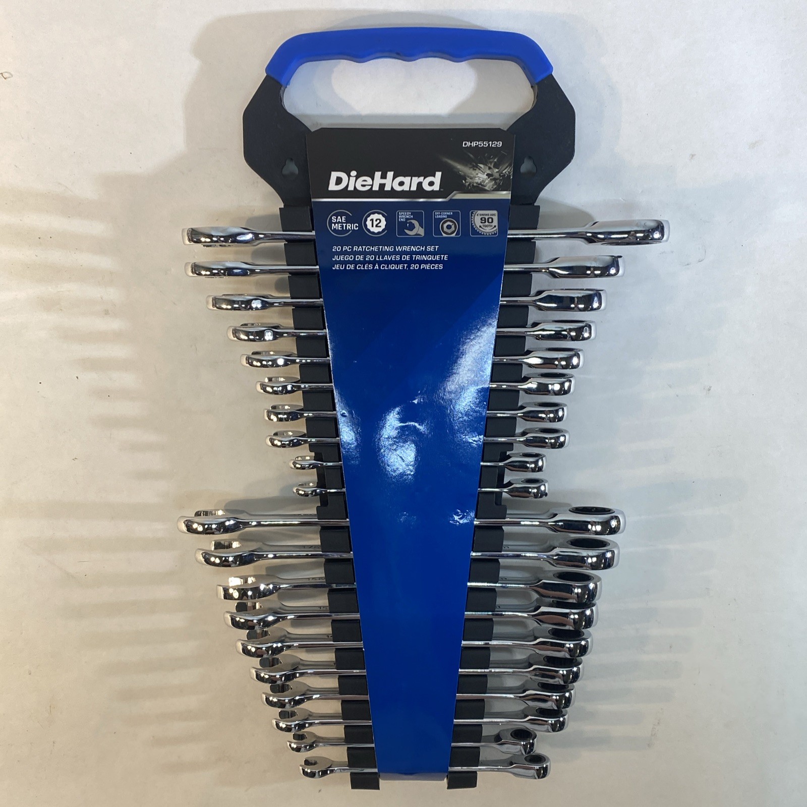 Diehard – 20 Pc. SAE + Metric Ratcheting Wrench Set Chrome Auto Mechanic Tools