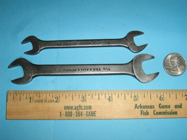 2 SNAP ON (3/8, 7/16), (1/2, 9/16 INCH) OPEN END WRENCHES, SAE S1214B AND S1618B