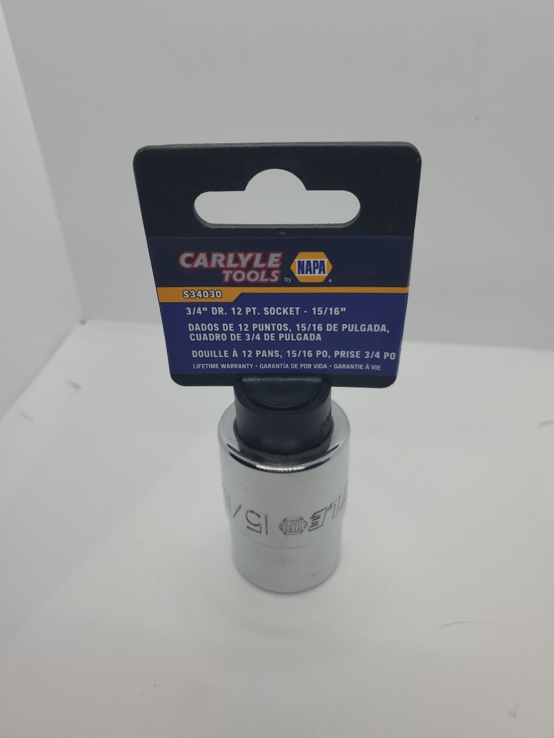 Carlyle Tools S34030 3/4″ Drive 12 Point Socket, SAE 15/16″ size, Chrome Finish