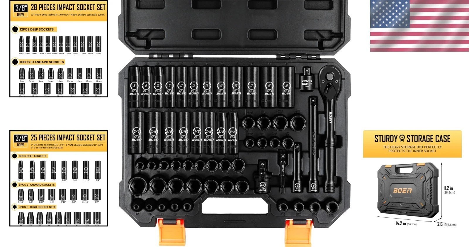 Comprehensive 59-Piece Socket Set: SAE, Metric & E-Torx for Ultimate Precision