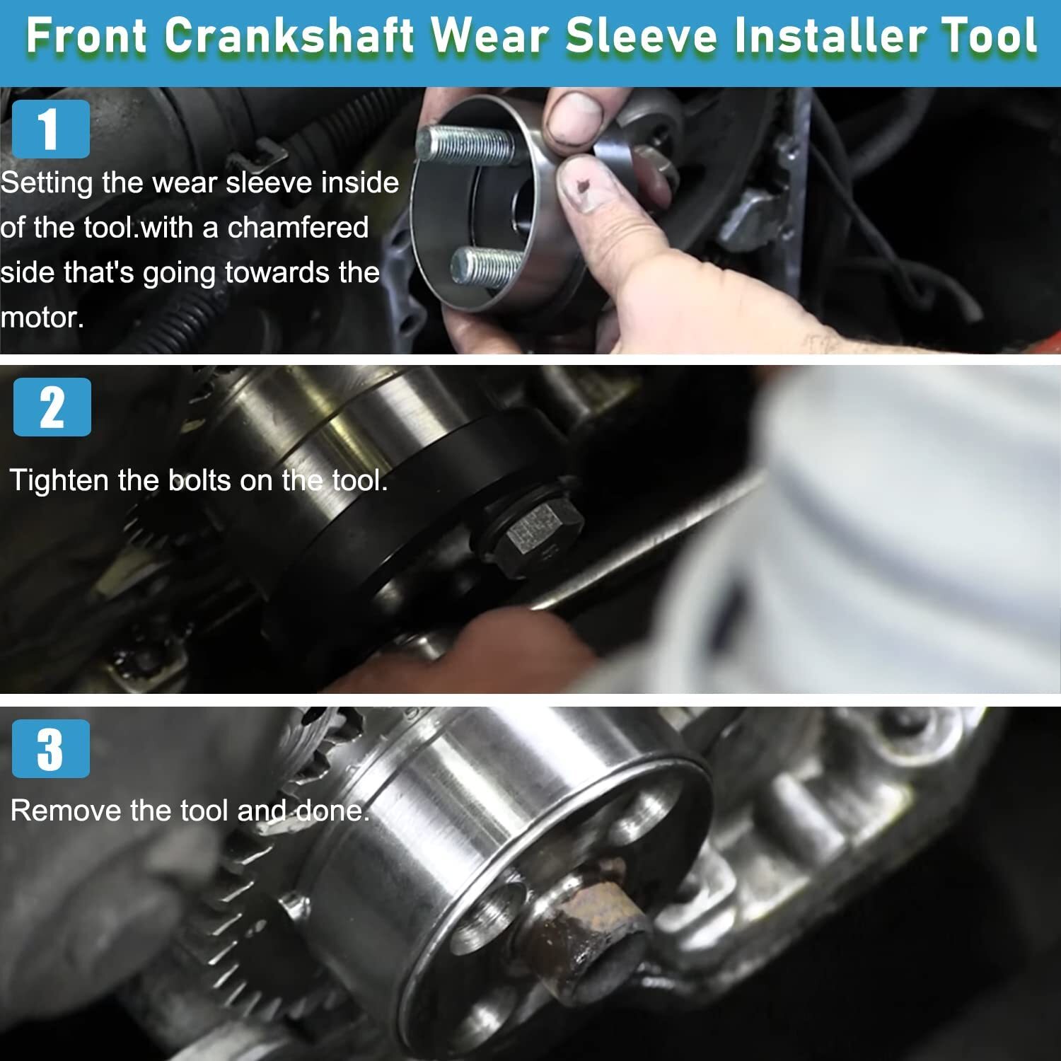 Front Cover Crankshaft Seal & Wear Sleeve Installer Tool For Cummins 3.9 5.9 6.7