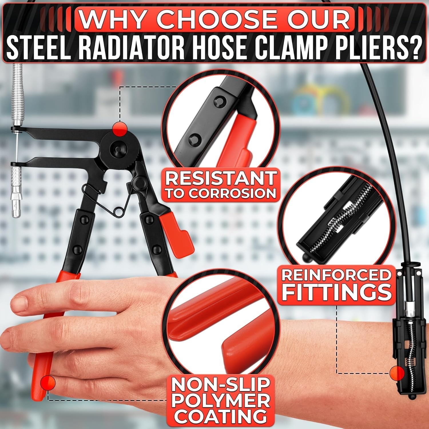 Durable Radiator Hose Clamp Pliers with Ratchet Lock for Easy One-Handed Use
