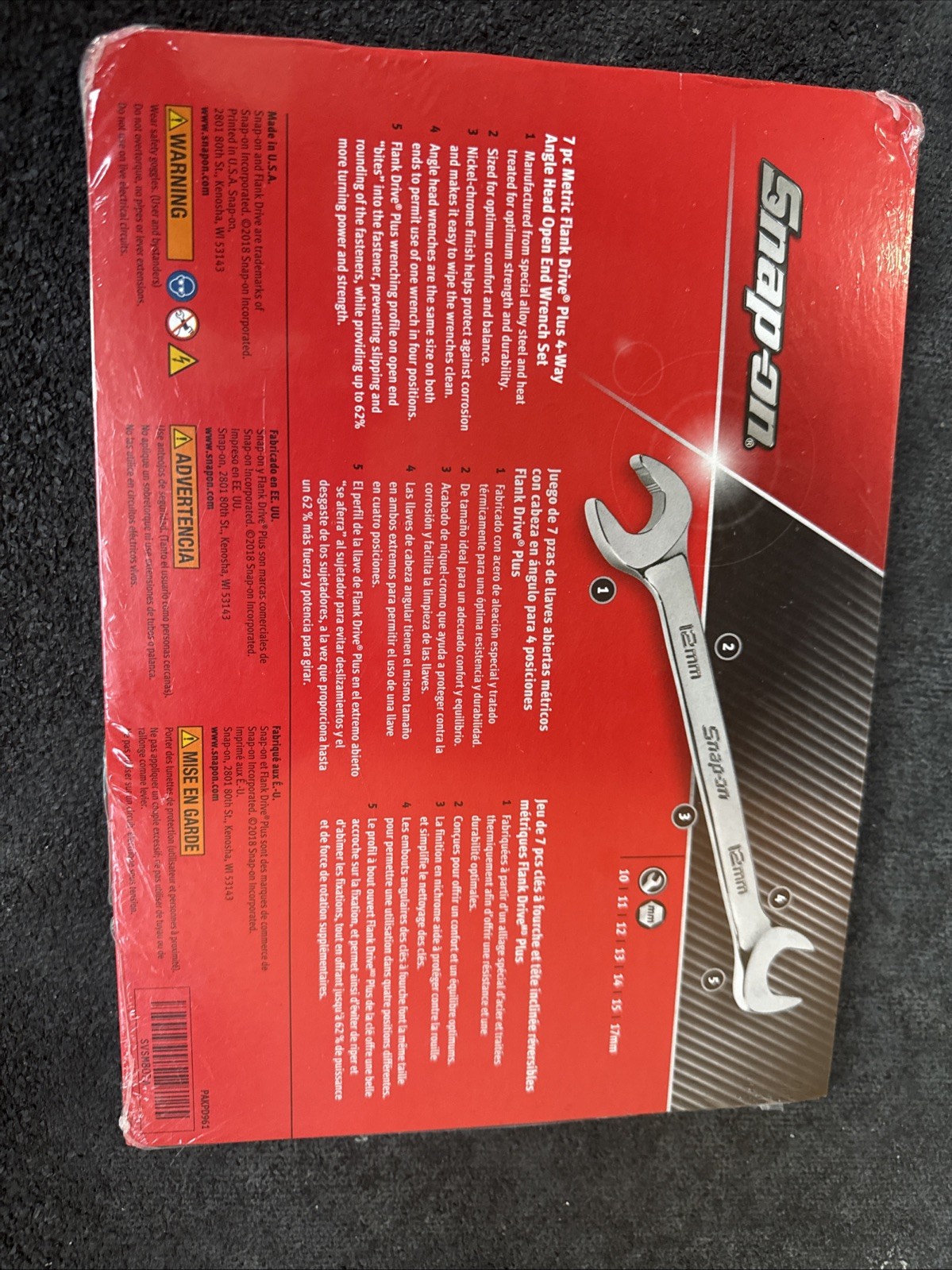 ForSnap On Tools NEW SVSM807A 7pc Metric Flank Drive Plus 4 Way Angle Wrench Set