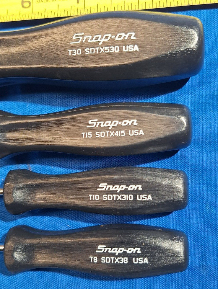 Snap-On 4 piece torx driver set hard black handles T30, T15, T10, T8 SDTX530