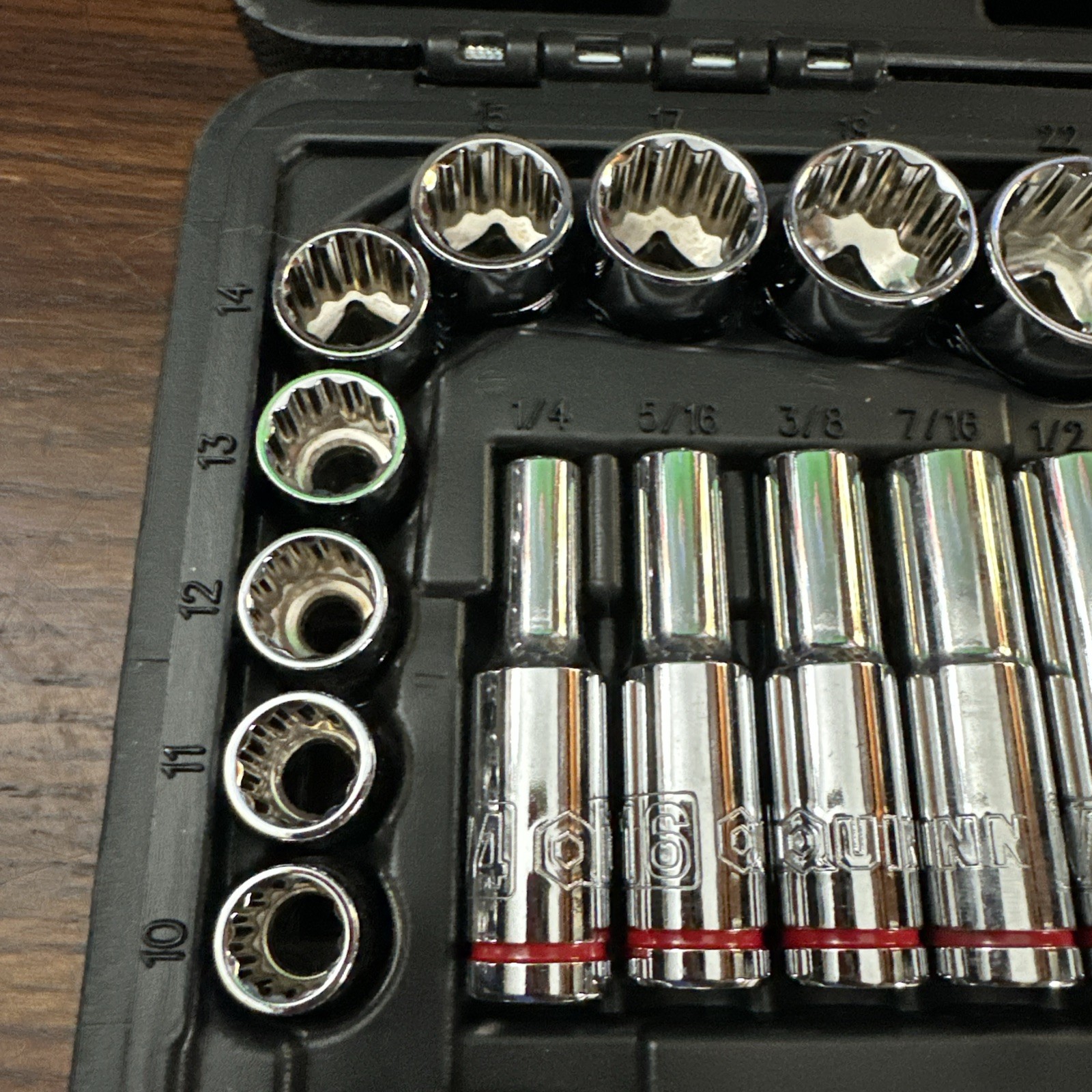 Quinn 3/8 in. Drive SAE and Metric High-Visibility Socket Set