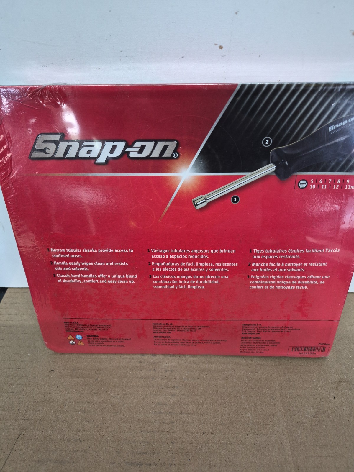 Snap On Tools USA NDDM900A Metric Black Hard Handle Nut Driver 9 Pc Set NEW