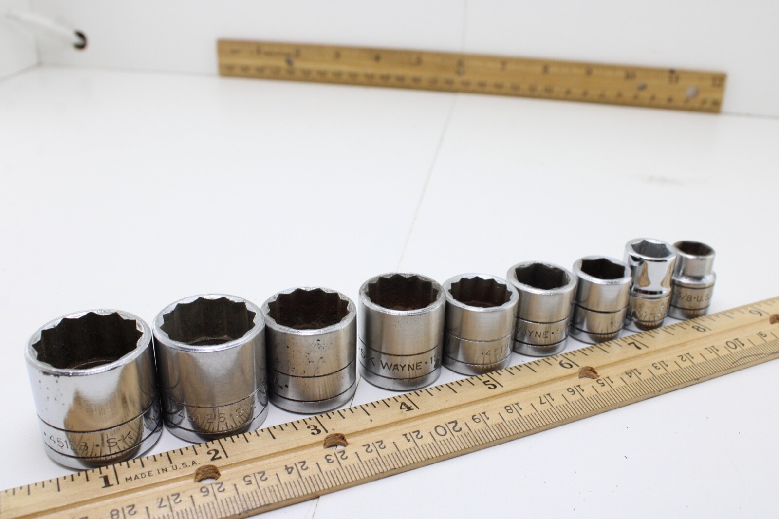 S-K Tools 45128-45112 7/8″-3/8″ 3/8″ Drive 9 Piece 12/6 Point Sockets Set USA