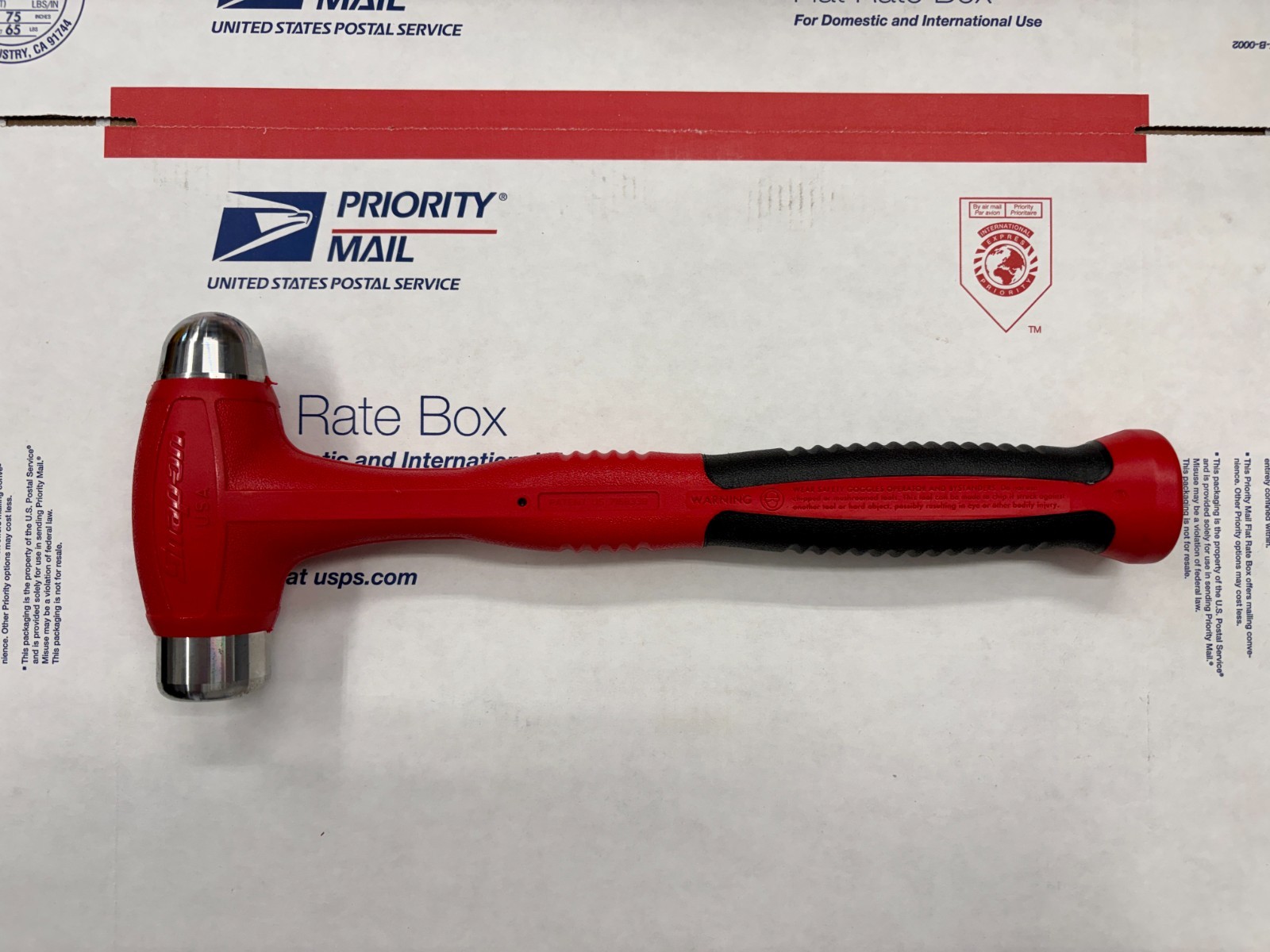 Brand New Snap-on Ball Peen 24oz RED Soft Grip Dead Blow Hammer HBBD24