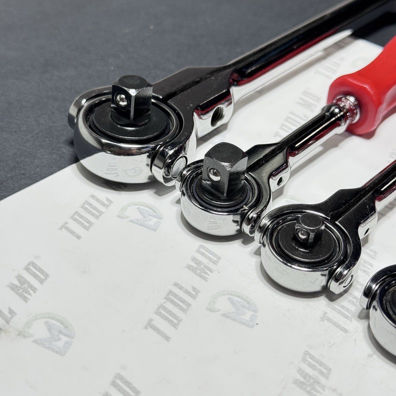 Snap-on Tools RARE RED 4pc Hard Handle Swivel Mixed Drive Ratchet Set FHCNFD72
