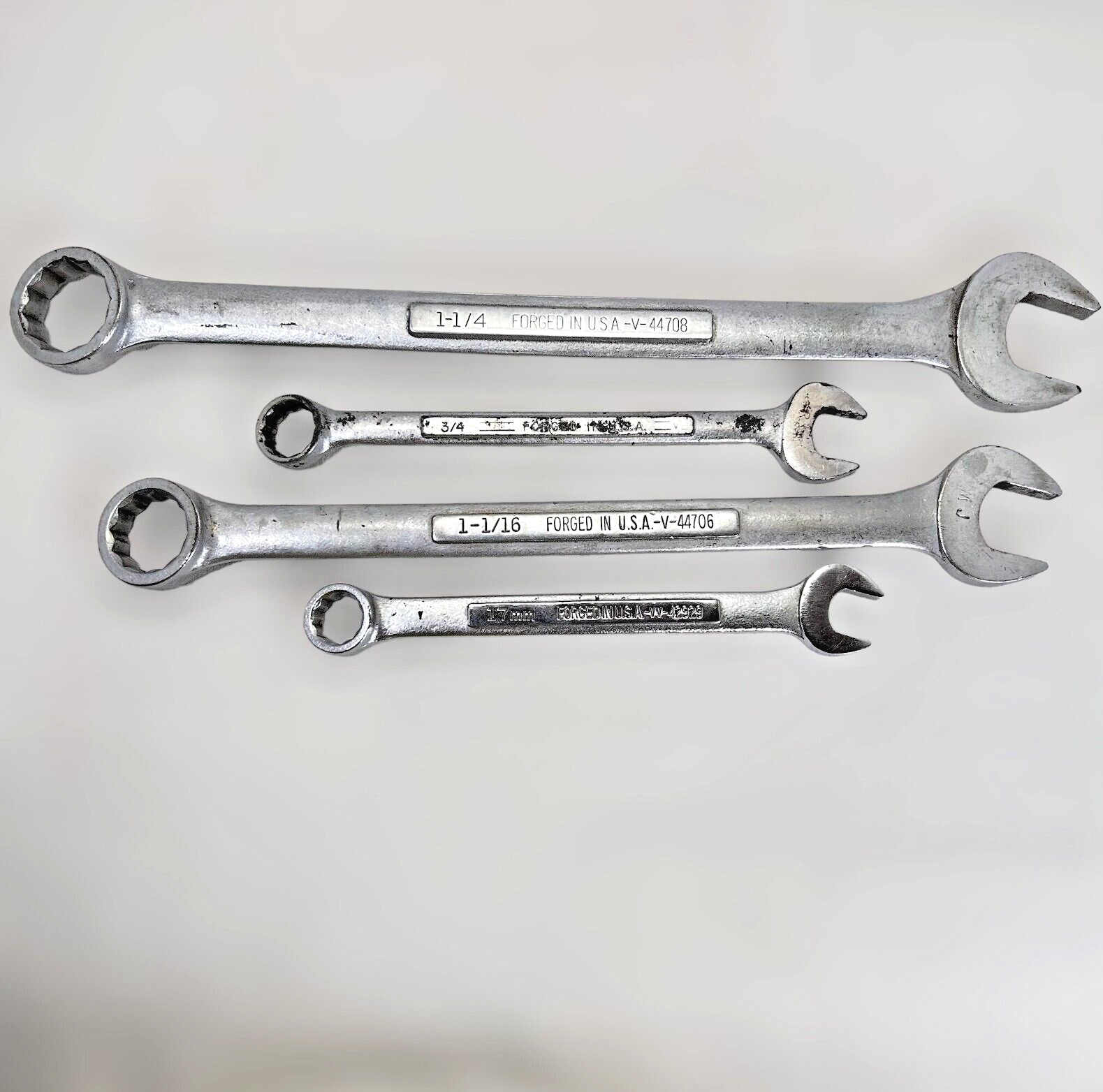 4 PC Craftsman Combination Wrench Lot V44706 1-1/16″ – V44708 1-1/4″ – VV42929