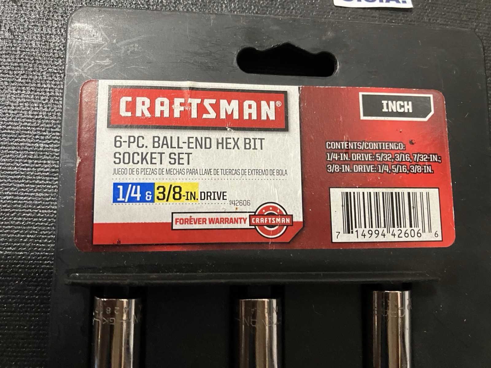 NOS Vintage Craftsman 6Pc SAE Ball End Hex Bit Socket Set Rare 42606 USA