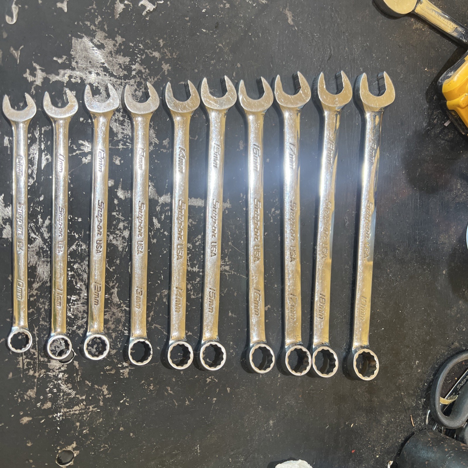 Snap-on 10pc 12pt Metric Flank Drive Plus Combination Wrench Set SOEXM710