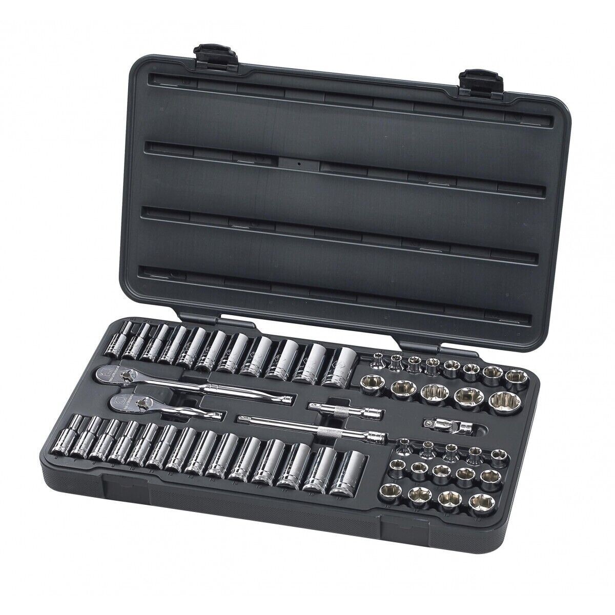 GearWrench 80550 57pc 3/8″ Drive 6pt SAE/Metric Socket Set w/90 Tooth Ratchets