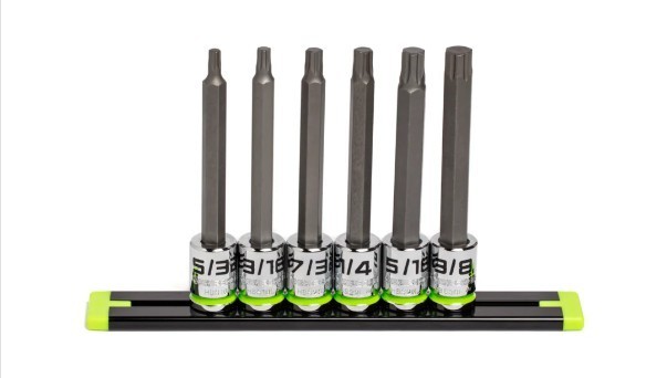 Grip Edge HBS6LS 6 Pc 3/8″ Dr Long SAE RPT Hex Driver Set Gripedge HBS6LS