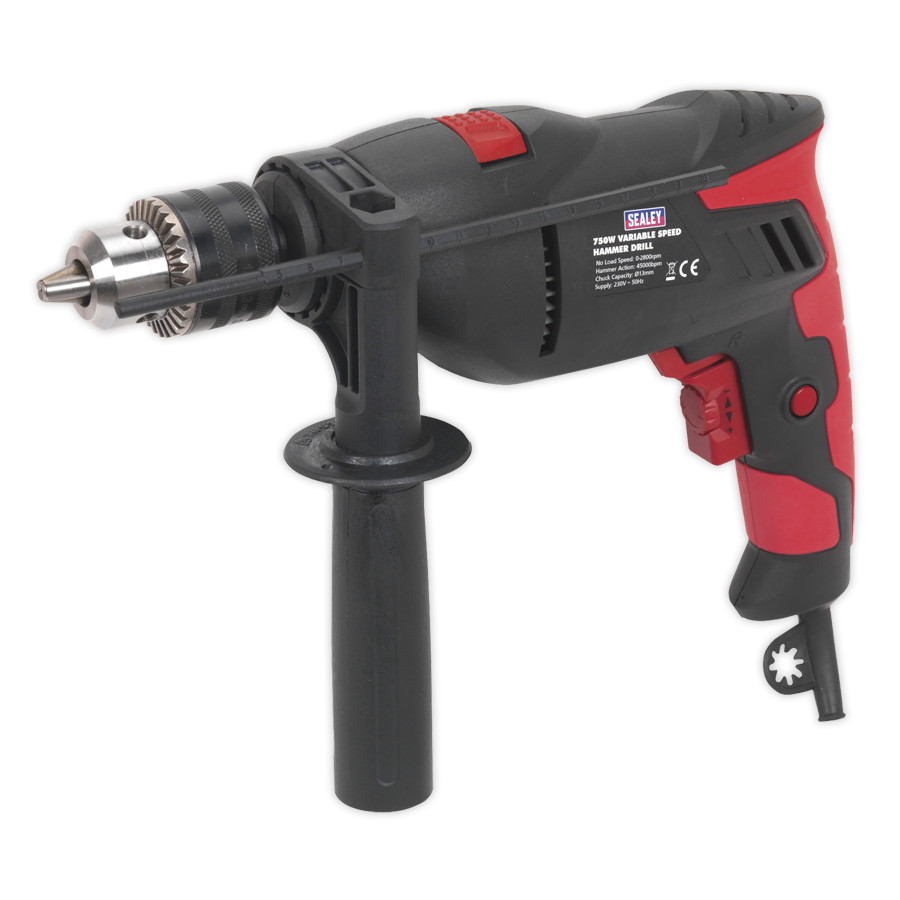 Sealey SD750 Hammer Drill 13mm Variable Speed with Reverse 750W/230V