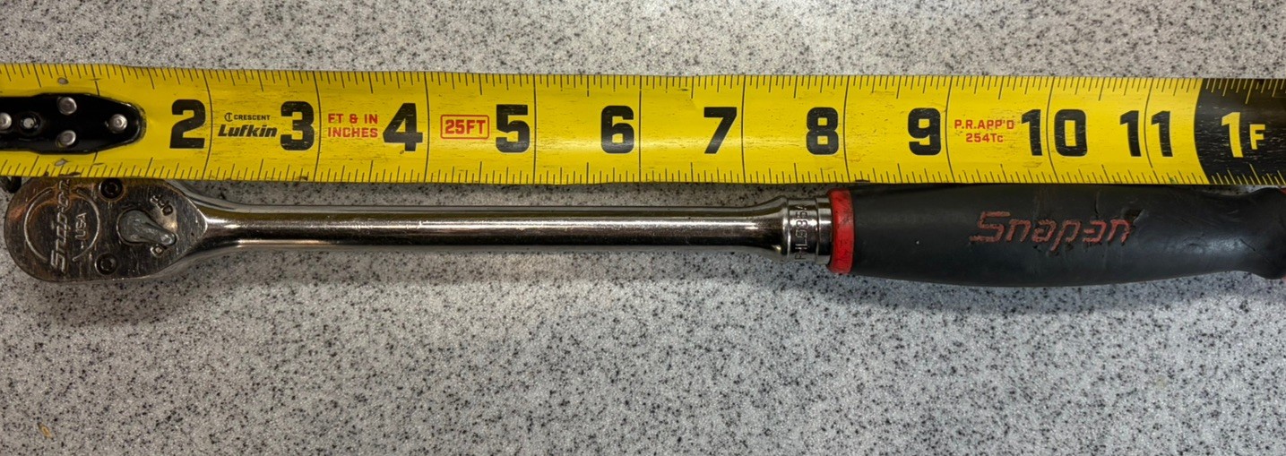 SNAP ON 3FHL936A 3/8″ DRIVE 12″ LONG SOFT GRIP RATCHET USA red and black