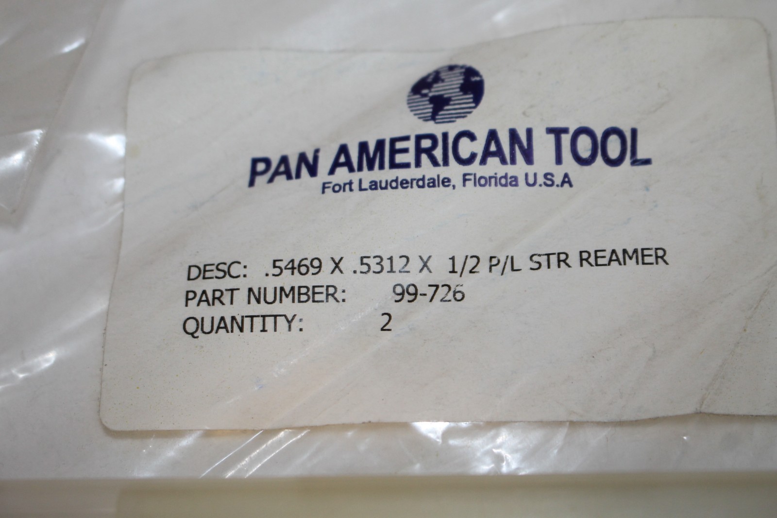 Pan American Tool Reamer .5469x.5312 Straight Shank Straight Flute 99-726 NEW!