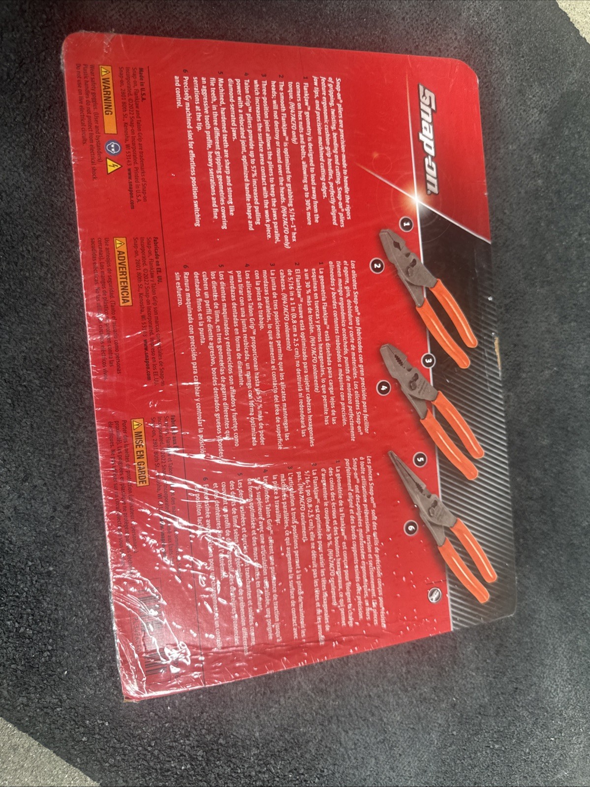 For Snap-on Tools NEW ORANGE 3pc Soft Grip Slip Joint Pliers Lot Set PL347ACFO