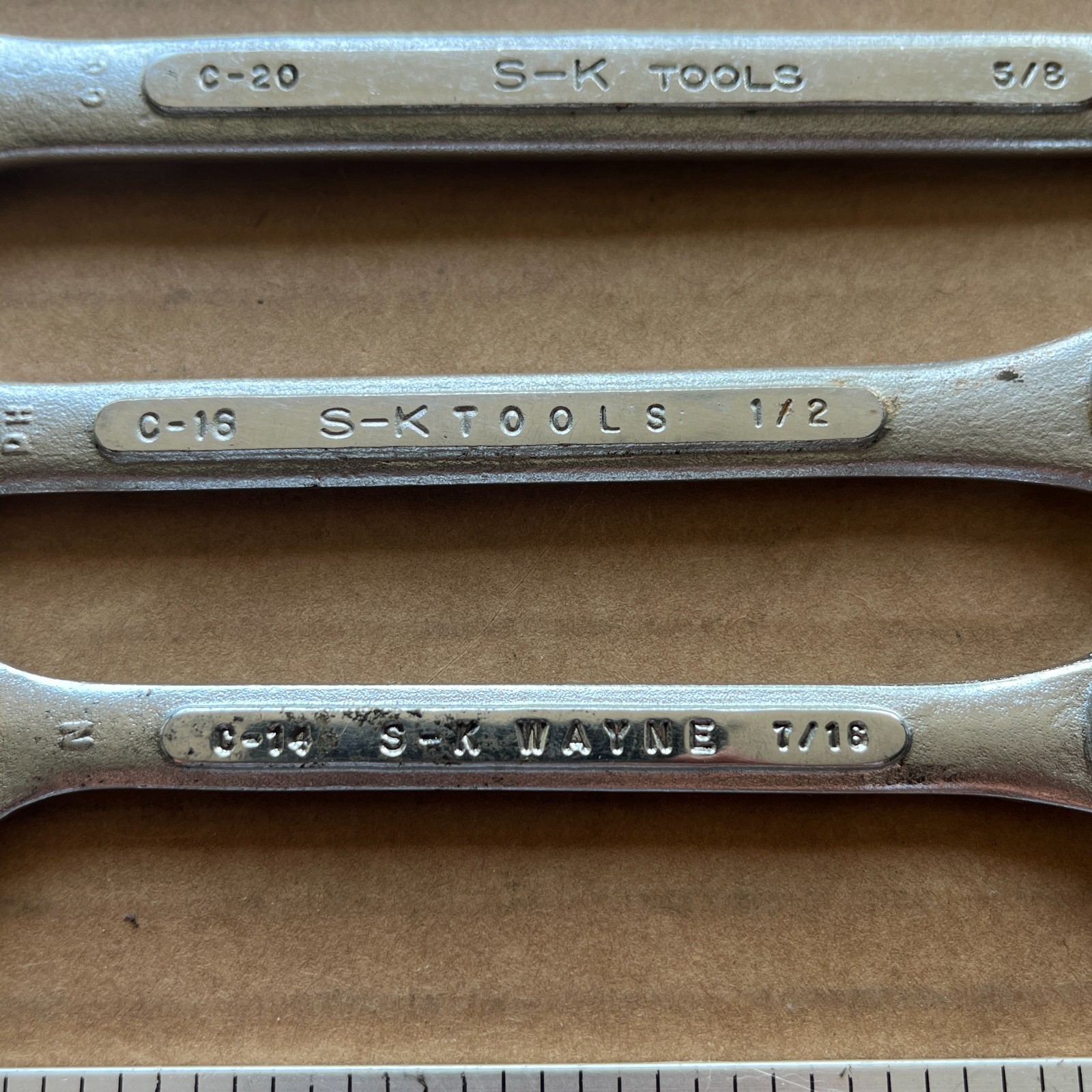 S-K SK Tools C-14 — C-22 Combination Wrench 7/16-11/16″ Inch, 12 Pt USA – 4 pc