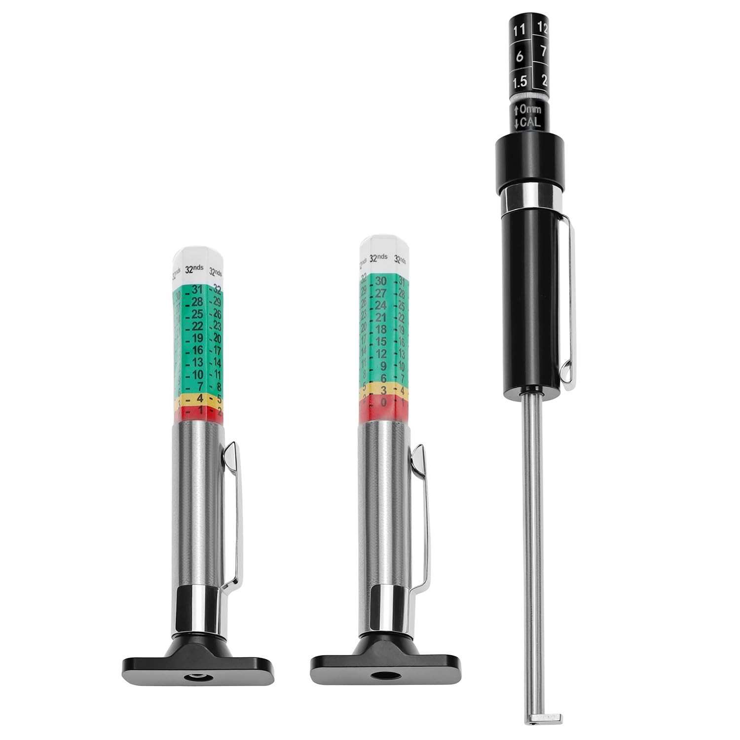 Tire Tread Depth Gauge 2Pack + Brake Pad Thickness Gauge Set, ColorCoded 1/32…